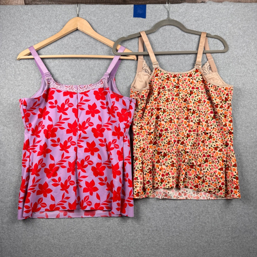 Ruby Ribbon Camisole LOT x 2 Womens Size 42 Floral Lace Trim Shaping Stretch - Picture 2 of 12